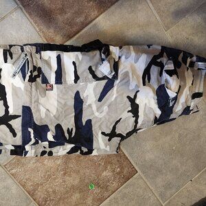 Y2K macgear Blue & Gray Camo Cargo rave Pants shorts size 30 length 32 zip off
